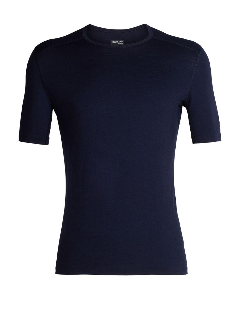 Midnight Navy Icebreaker Merino 200 Oasis Short Sleeve Crewe Thermal Top Men's Base Layers | AU 1388YXFU